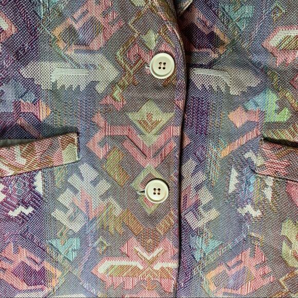 Vintage Serge Azar Paris Purple Southwestern Printed Blazer-M - Picture 3 of 7